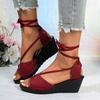 Fashion Ladies Shoes 2025 Brand Peep Toe Women's Sandals Hot Sale Lace-up New Casual Plus Size Summer Concise Best Seller Wedge Sandals