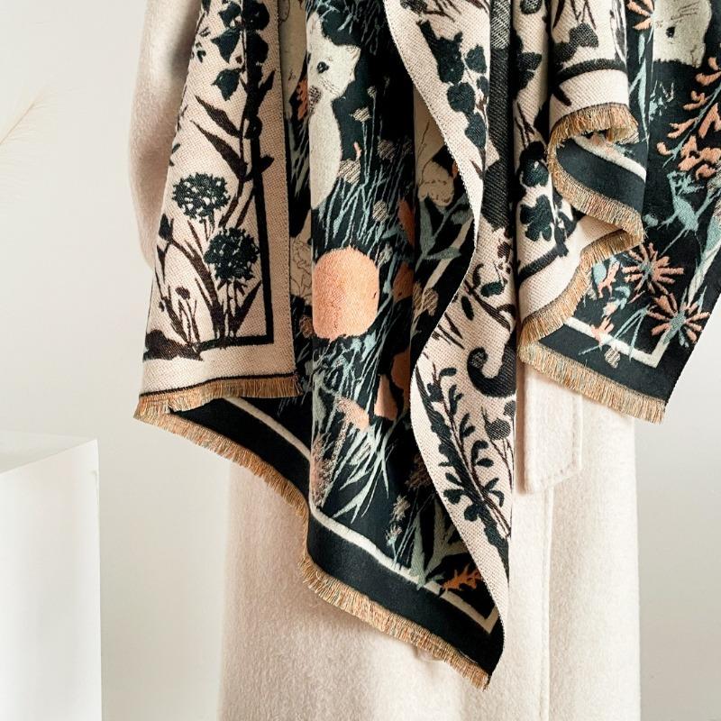 New cute cat scarf women's autumn and winter velvet thickened imitation cashmere shawl with warm scarf women