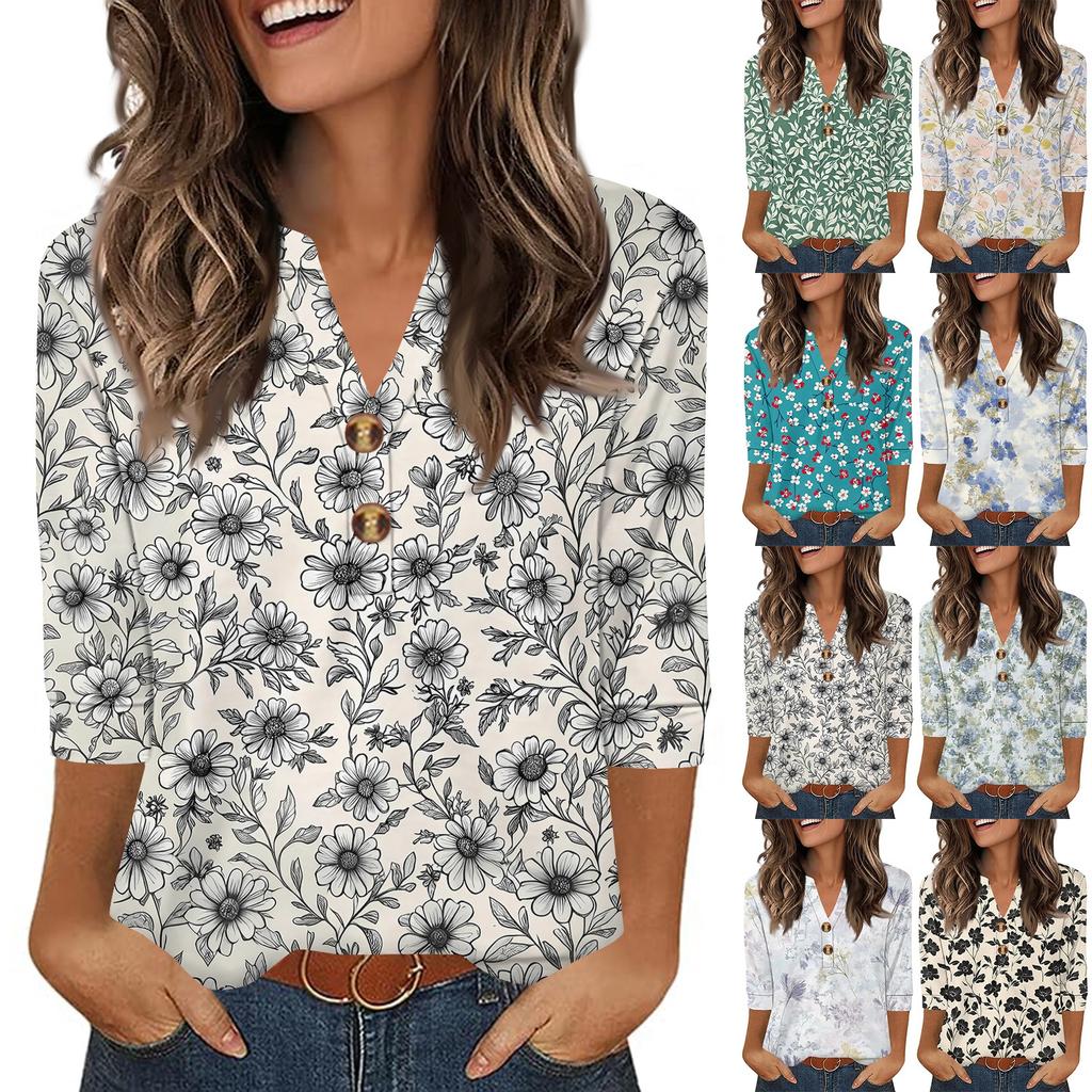Camisas de Manga 3/4 Heley para Mujer Moda Verano Blusas Ropa para Vacaciones en la Playa