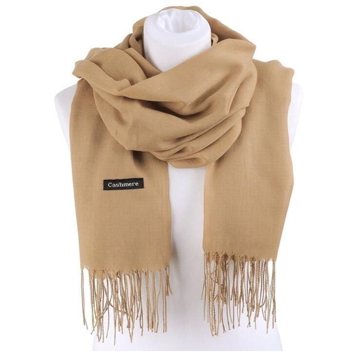 Camel Szalik Damski Duży Cashmere Frędzle Sza-68