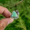 925 Sterling Silver Chrysoprase Gemstone Wife Flower Boho Stackable Ring Jewelry