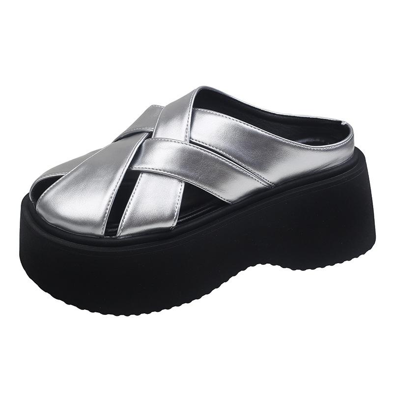 

Baotou slippers women s new retro woven foreign style versatile soft bottom lazy casual cool slippers in summer 2025 35