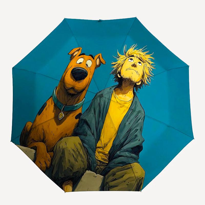 1pc ScoobyDoo Mystery Solvers Automatic Folding Umbrella - Compact 8-Rib Design, Durable Plastic & Iron, Daily Use Z1230059