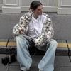 Womens Short Faux Fur Leopard Coat Winter Streetwear With Large Collar