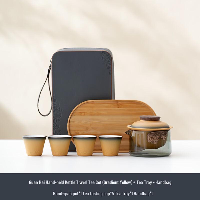Portable Travel Kung Fu Tea Set With Tea Tray & Carrying Bag
