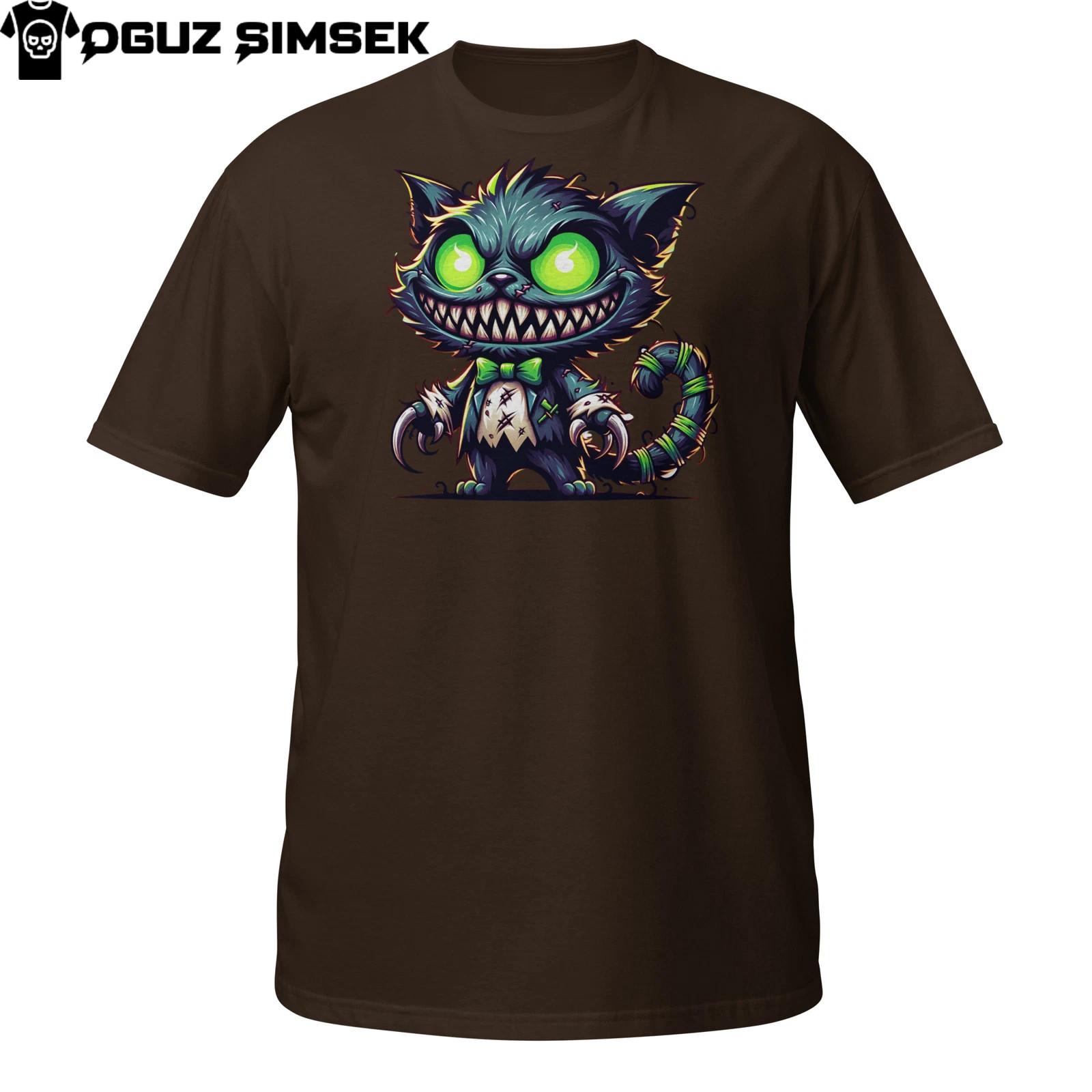 Insane Cat T-Shirt Mens Womens Tees Top | Glowing Eyes and Creepy Smile | Trippy Feline Tee S