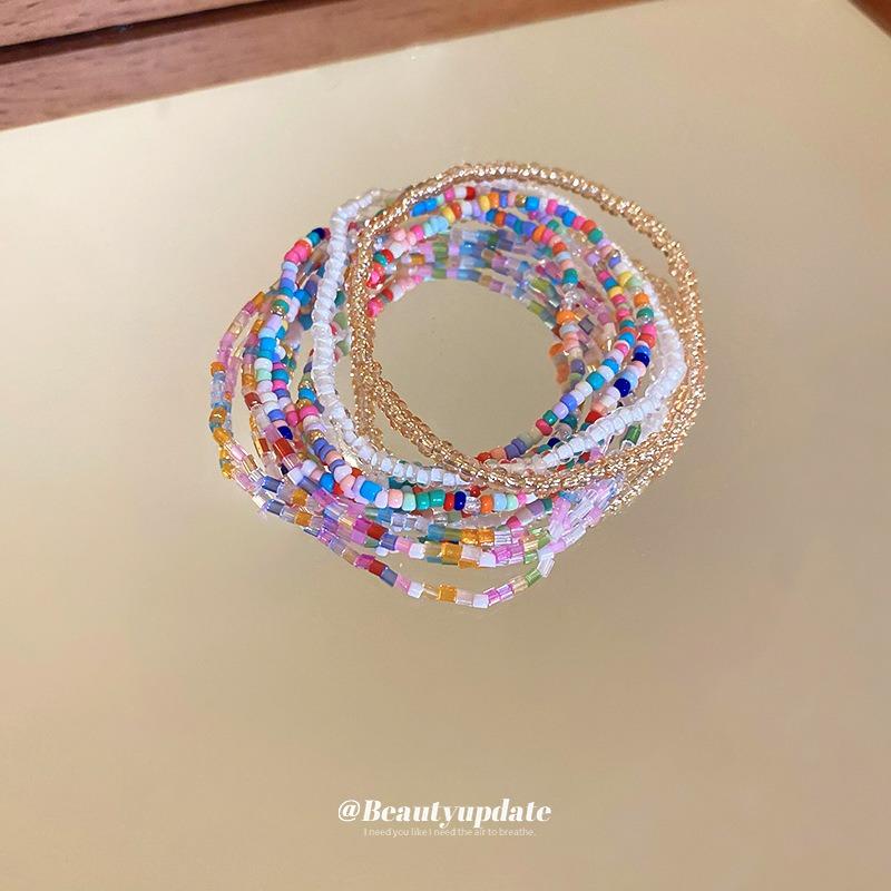 Bohemian Style Stacked Rice Bead Bracelet Seven-piece Set High-end Dopamine Bracelet Niche Fresh Jewelry Wholesale