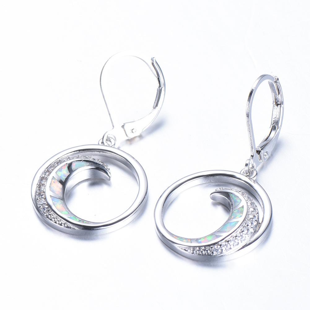 

Новые женские европейские и американские украшения Персонализированные серьги-полумесяцы с опаловыми драгоценными камнями