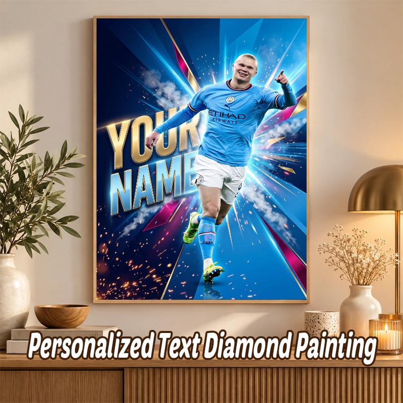 Erling Haaland Custom Name Text 5D Diamond Painting Kit DIY Full Drill Diamond Art Decoration