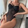 JSY Sexy Lingerie Women Bodysuit Underwear Black Open Crotch Teddy Transparent Nightgown Sleepwear Erotic Lingerie Porno Costume