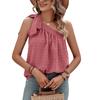 Women Summer Bowknot Single Sleeve Solid Color Pullover Vest Top