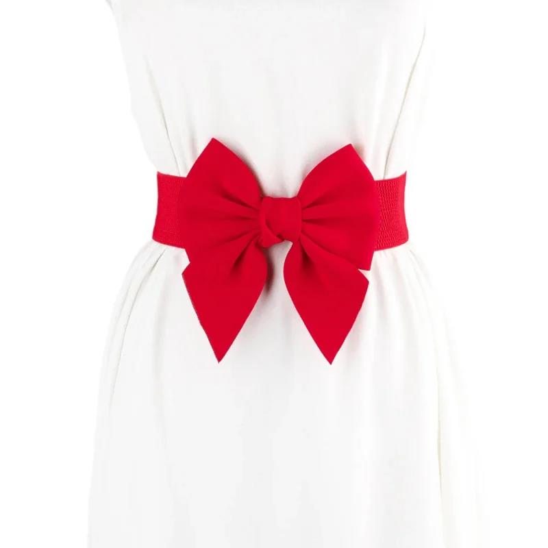 Practical Bow Waistband Elastic Wide Stretch Waist Belt for Girls Clothes Accessories Lady Dress
