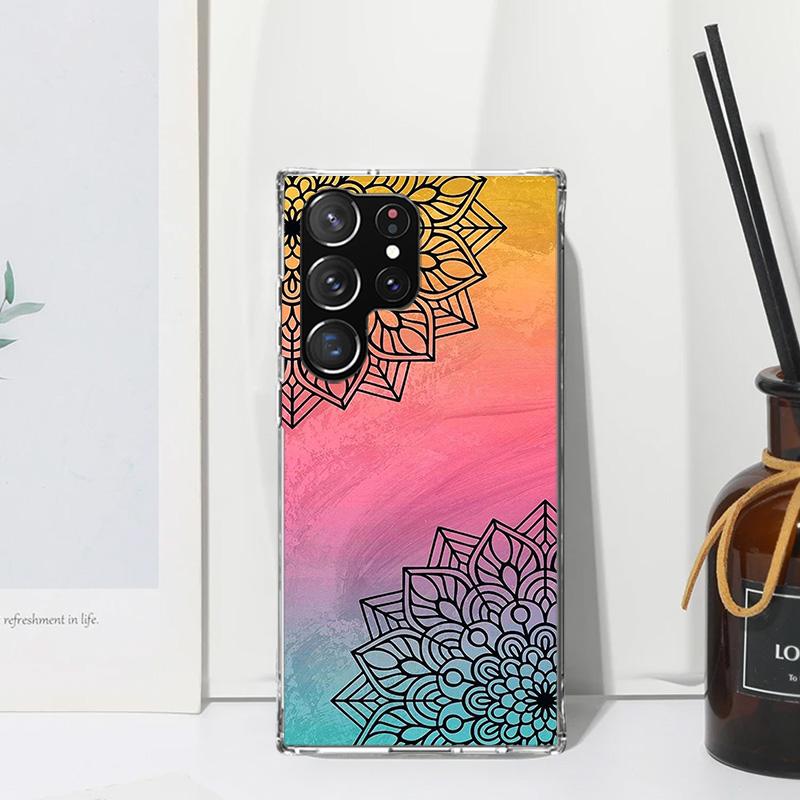 Totem Mandala Colorful Flower Phone Case For Samsung Galaxy Note 20 Ultra 10 Plus 9 8 M11 M12 M21 M30S M32 M51 M52 J4 J6 + J8 Ar