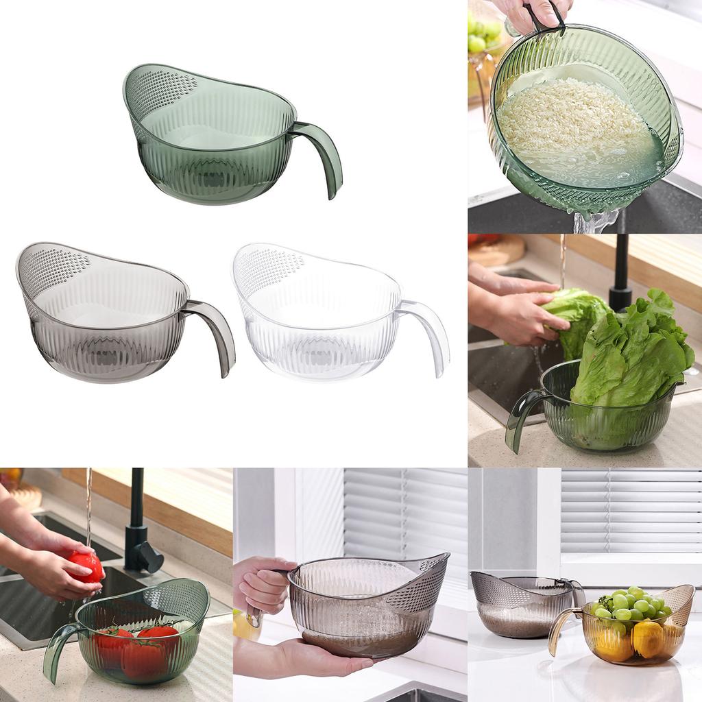 Functional Rice Washing Colander Efficient Draining Bowl Practical Sink Basket PET Material Suitable for Washing Rice