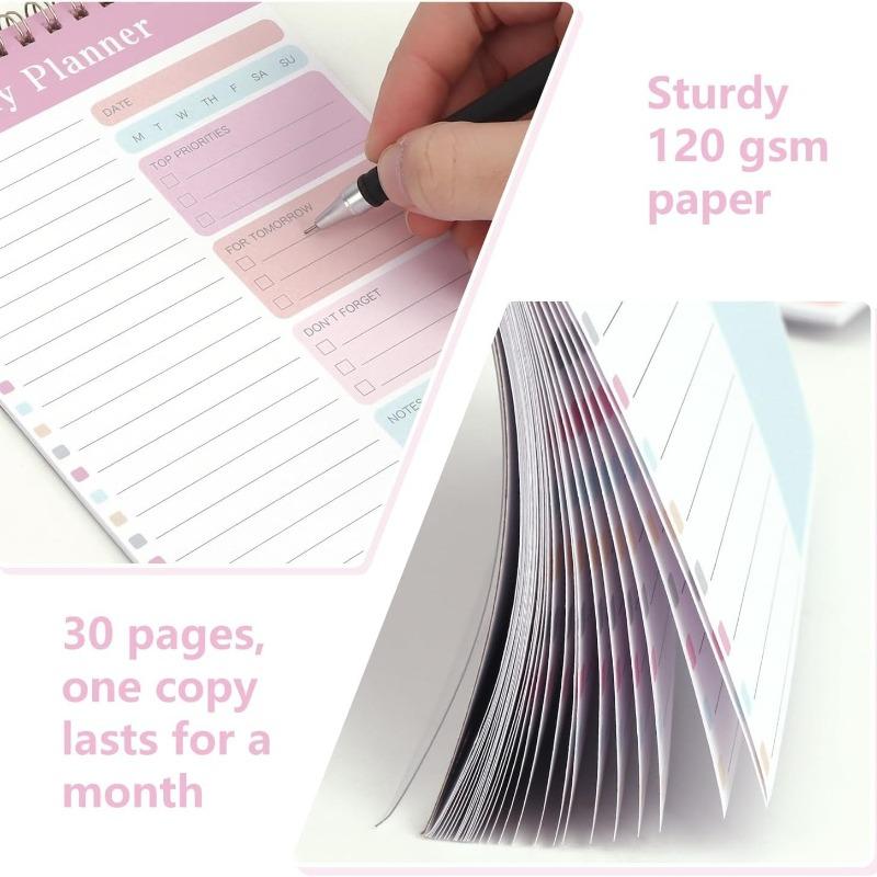 5 Pack to Do List Pad, Undated Daily Planner A5 Notepads, 150 Pages Diary to Do