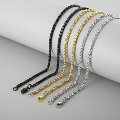 Catena a chiglia da 3 mm con catena, catena a forma di cestino di fiori in acciaio al titanio semplice e alla moda, catena a clavicola da uomo e da donna