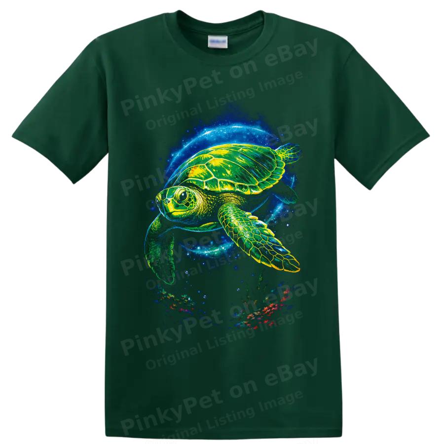 Sea Turtle T Shirt Neon Ocean Wildlife Cosmic Reef Diver Gift Graphic Art Tee