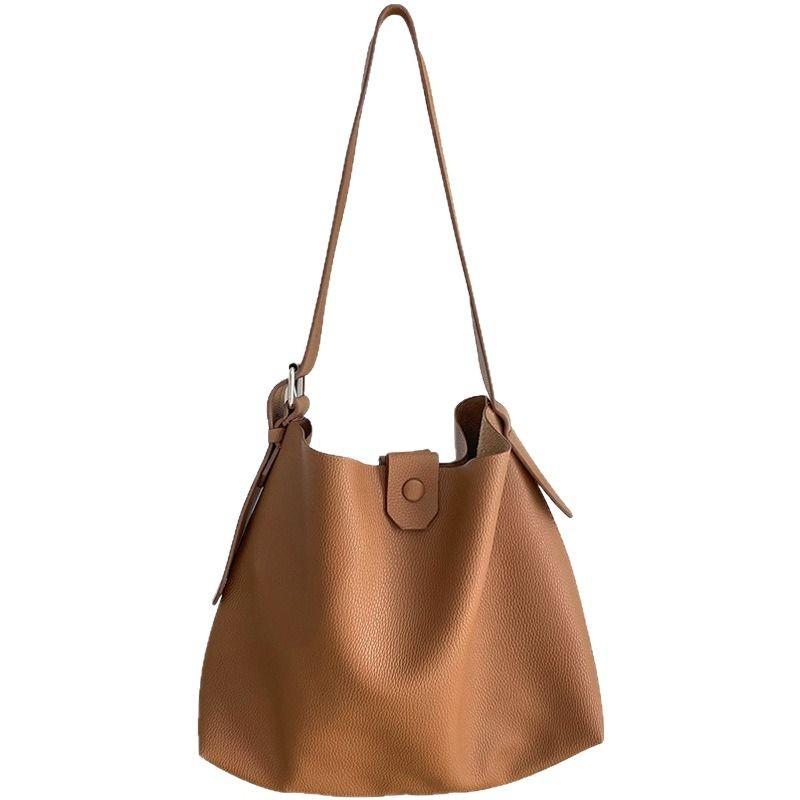 Korean Version Retro Single Shoulder Crossbody Mother-Daughter Bag New Large Capacity Lazy Style Soft PU Casual Tote Bag