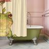 1pc Vintage Green Frog & Pink Flower Shower Curtain - Hand-Drawn Polyester,  Whimsical Design for Modern Bathrooms
