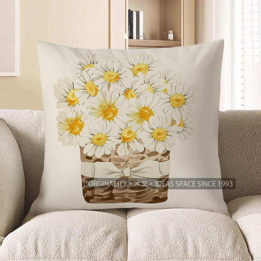Home Decor Hello Sunshine Flower-Patterned Throw Pillow Pattern Cushion Cover Suitable For Sofa Bedroom Car Pillow Cover