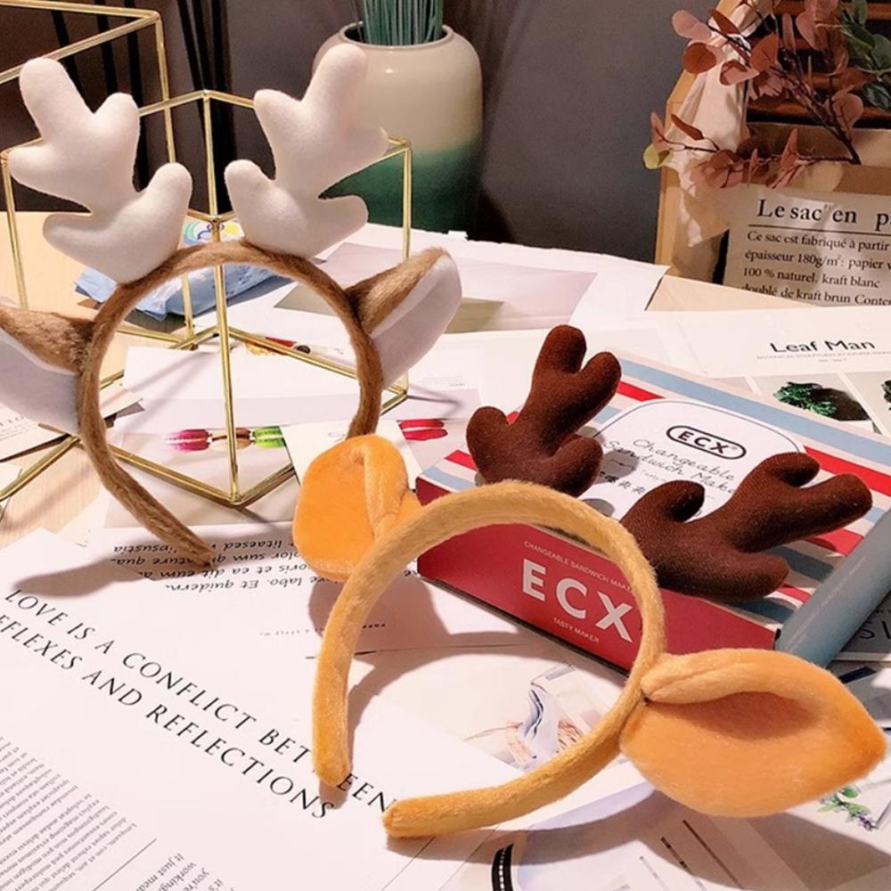 Plush Deer Ears Headbands Cartoon Antlers Cute Animal Horn Children Hairbands for Christmas Headpiece Party Supplies Photo Props