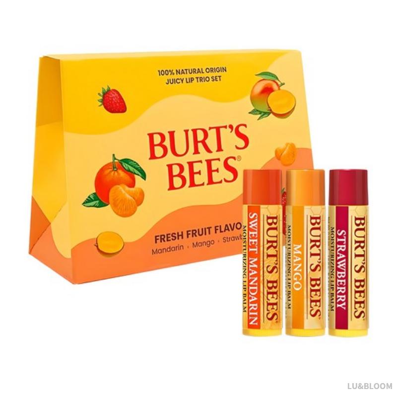 Burt s Bees Juicy Lip Balm 3-Pack (Strawberry, Mango, Sweet Mandarin) (+Free gift)