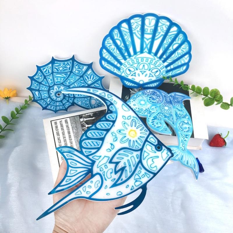 Stereo Wandbehang Silikonform Valentinstag Seepferdchen Delfin Dekoform DIY Desktop-Ornamente Anhänger Epoxidharzform