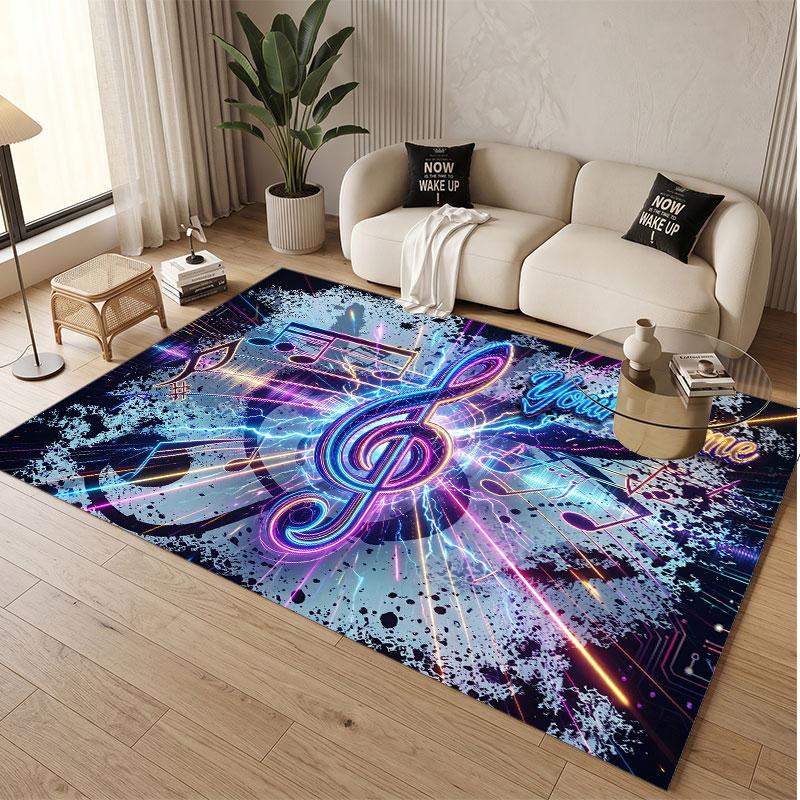 Music General Theme Soft Crystal Velvet Rug Custom Name & Text Print Non Slip Floor Rug for Bedroom Living Room