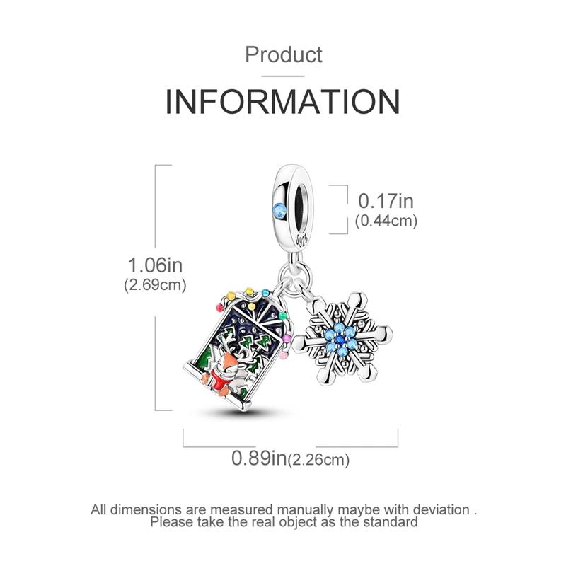 Charms Platachristmas Rentier Schneeflocke Perlen Passend für Originalarmbänder Charms Für Frauen Schmuck DIY Herstellung Geschenke