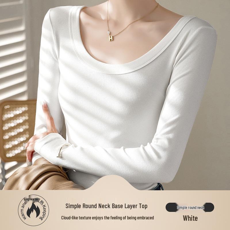 

Women s Slimming Long Sleeve Black T-Shirt - Pure Cotton, Round Neck, Early Autumn 2025 Style Double Extra Large
