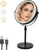 Rechargeable Double-sided 30x Magnification Metal Mirror with Light for Hotels