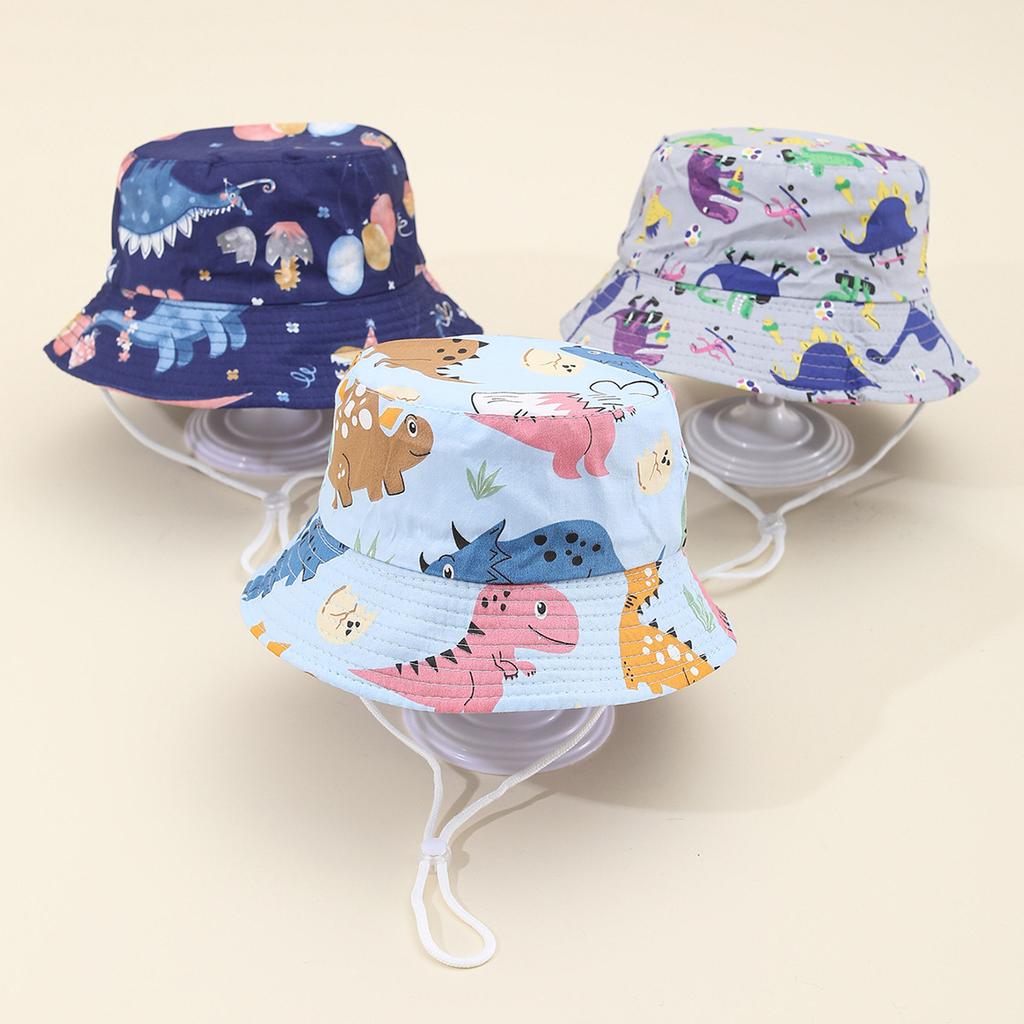 Children dinosaur boys and girls cute spring and summer outdoor sunscreen sunshade basin hat infant printed bucket hat