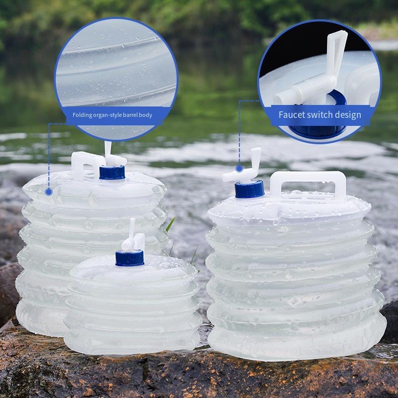 1PC Outdoor Portable Folding Bucket Drinking Water Bucket Self-driving Travel Home Storage Bucket Car Faucet Camping