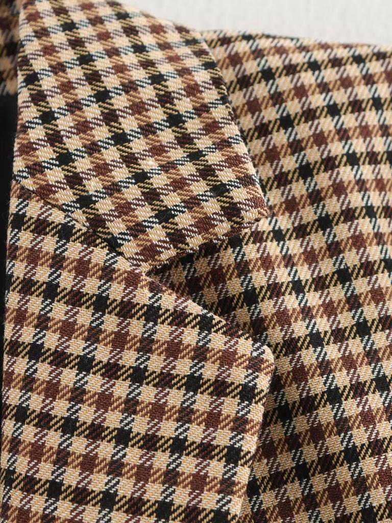 Spring 2025 Women's Euro-American Style Houndstooth Belted Suit