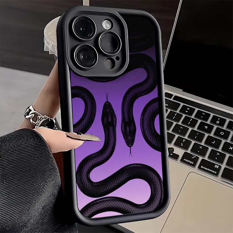 Black Snake Doodle Phone Case for iPhone 16 17 Air 16E 15 Pro Max 14 Plus 13 12 Mini Capa Soft Shell Silicone Funda
