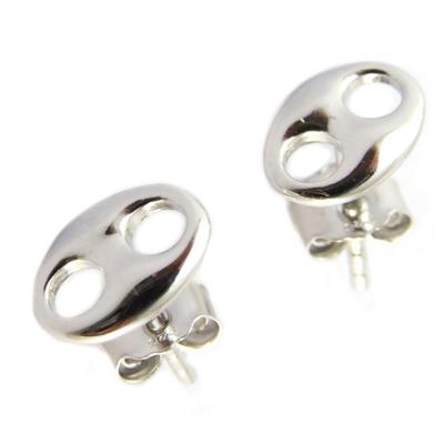 [P1985] - Silber 'Kaffeebohne' Ohrringe Silber (rhodiniert) - 8x5 mm