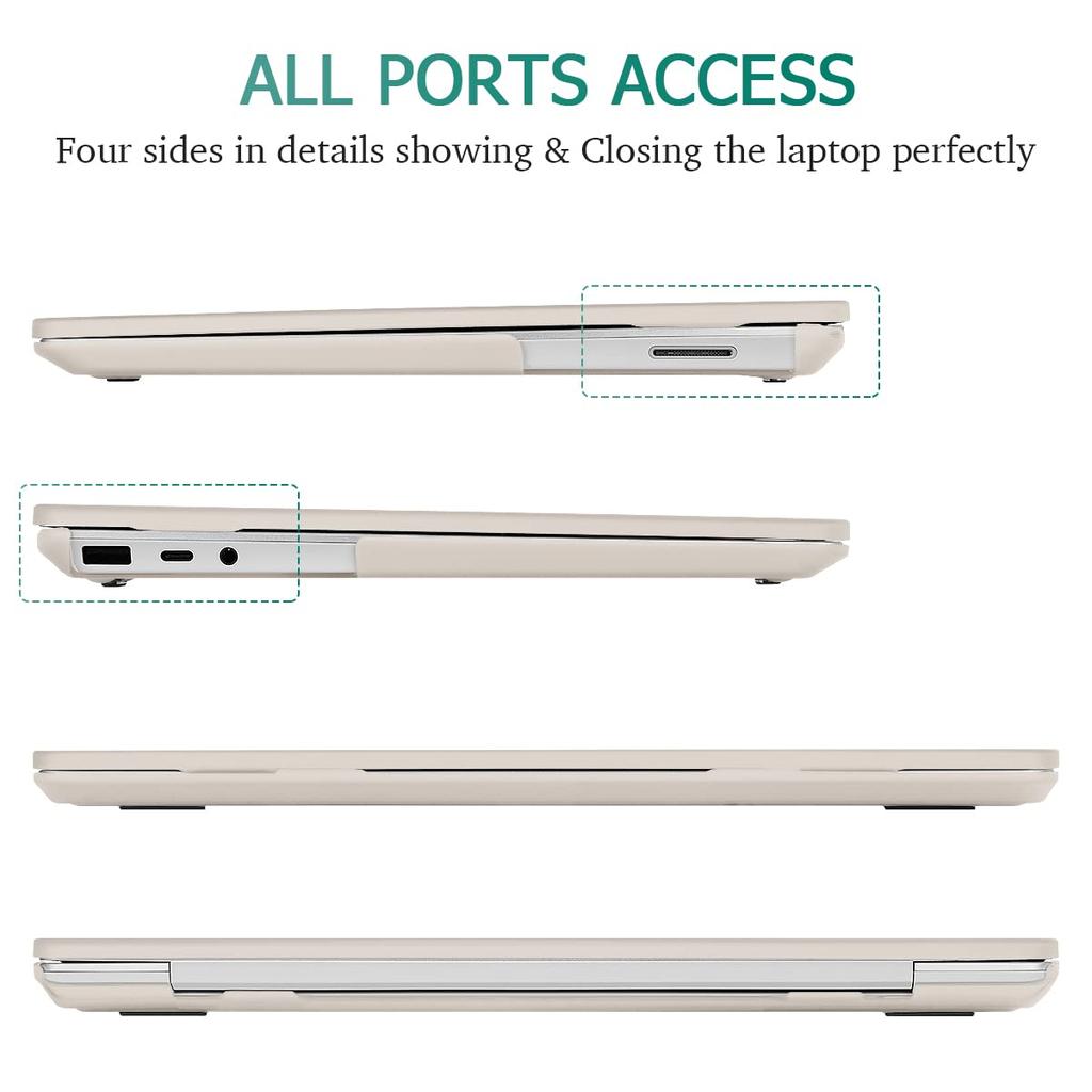 SRUOCASE Microsoft Surface Laptop Metal Palm Rest for 1872 1873 1953 1979 Plastic Hard Shell Case with Screen Keyboard Dust Rock Ash 15" 3/4/5 Models