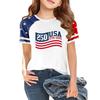Women's Casual Short Sleeve Crew Neck T-Shirt Independence Day Print Raglan Sleeve Lightweight Cotton Blend Top for Summer