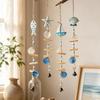Mediterranean Handmade Wooden Starfish and Shell Wind Chime Pendant for Seaside Decor