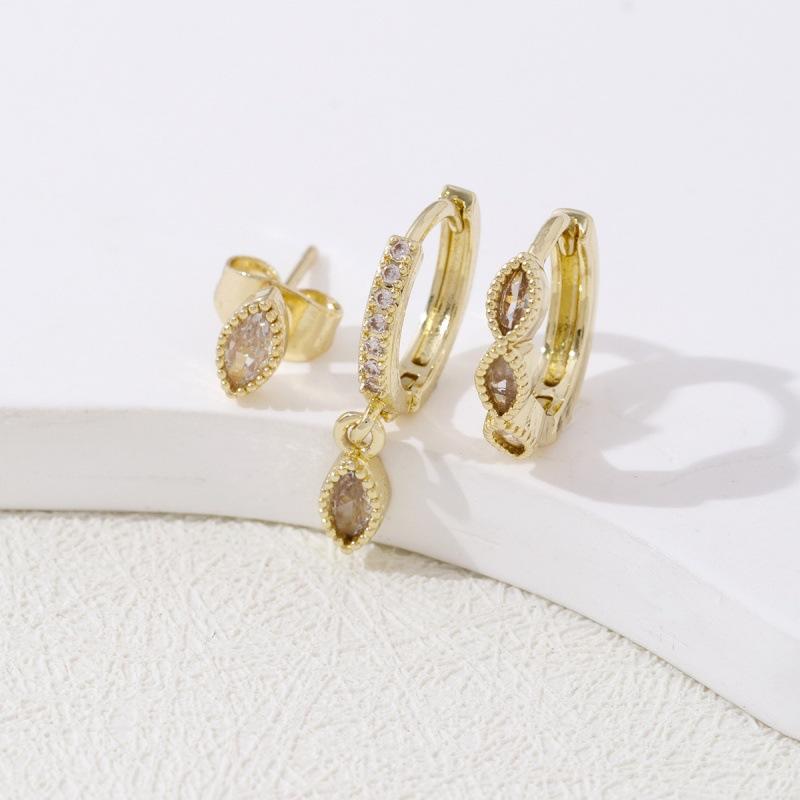 Exquisite Inlaid Zircon Waterdroplet Shaped Hoop Earrings for Women Ladies Temperament Charm Stud Earrings Jewelry Accessories