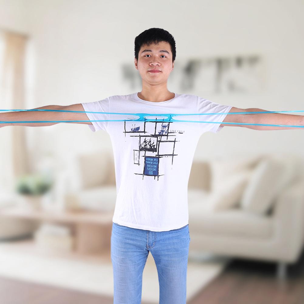 Yoga Pull Rope Silicone Resistance Band Gym Muscle Fitness Chest Expander Set (Blue)