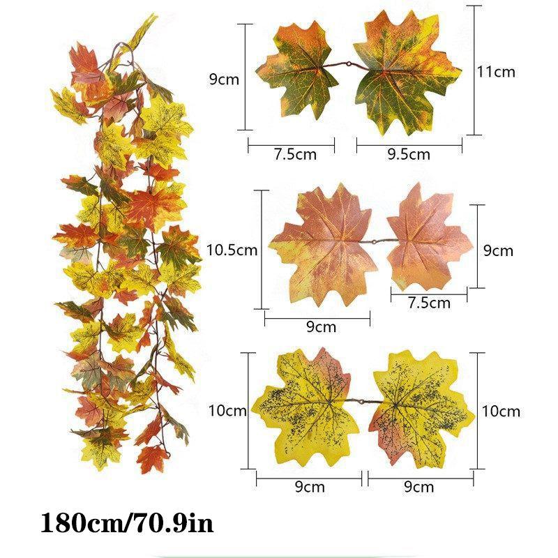 Autumn 180cm Artificial Fall Maple Leaves Garland Hanging Plant Home Party Decor