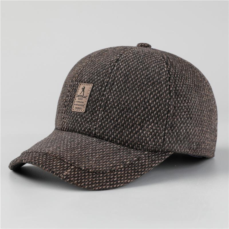 Hat Men's Winter Warm Fleece Casual Ear Protector Baseball Cap Autumn and Winter Woolen Cap