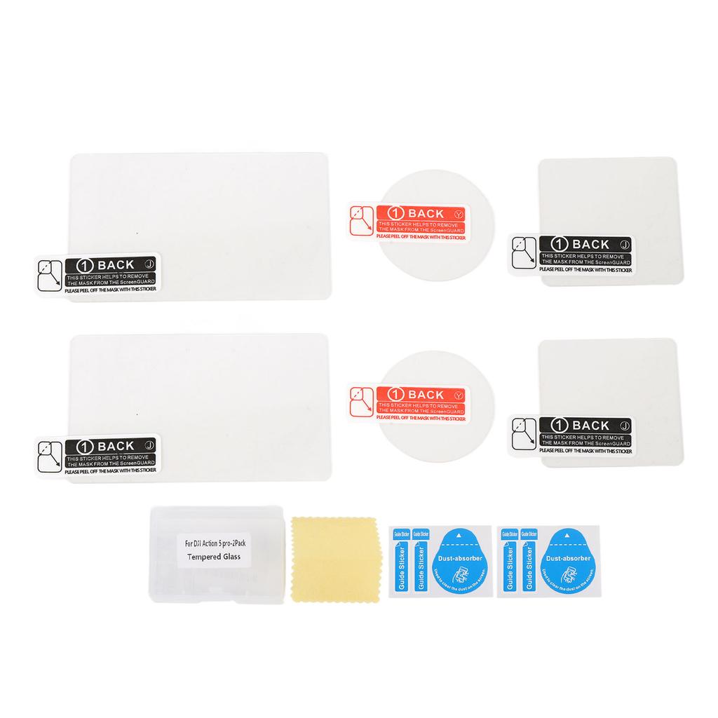 2 Sets Lens Screen Protector for Action 5 Pro Tempered Glass Lens and Rear Back Display Screen