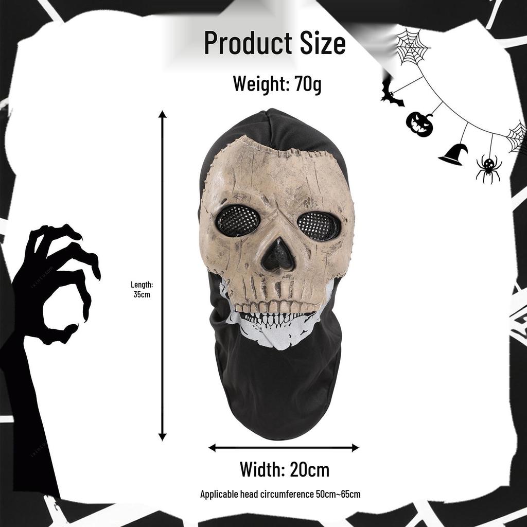 Skull Ghost Latex Mask Headgear - Call of Duty MWII Cosplay