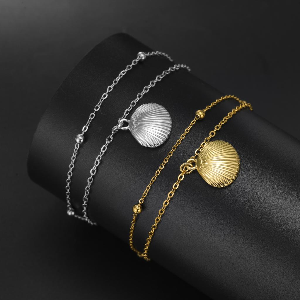 Cazador Sea Shell Double Chains Bracelets for Women Stainless Steel Summer Beach Holiday Jewelry Hand Bracelet Trend 2026 New