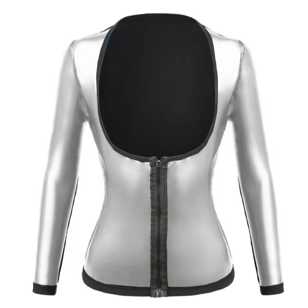 Hot Polymer Waist Trainer Vest Zipper Design Body Shaper Body Shaping Sauna Suit Shirt  Women