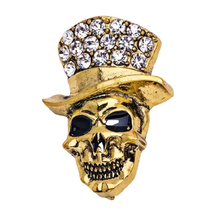 Unique Sparkling Pin Skull Clothing Jewelry with Artificial Crystal Skull Badge Suitable for Daily Wear Special Occasion