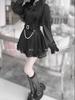 Blouse and Mini Cross Long Size L [MODKOKU] Women's Cape-Style 3-Piece Set, Skirt, Lace, Ruffles, Ribbons, Lolita, Design, Gothic, Lace-Up, Moe,