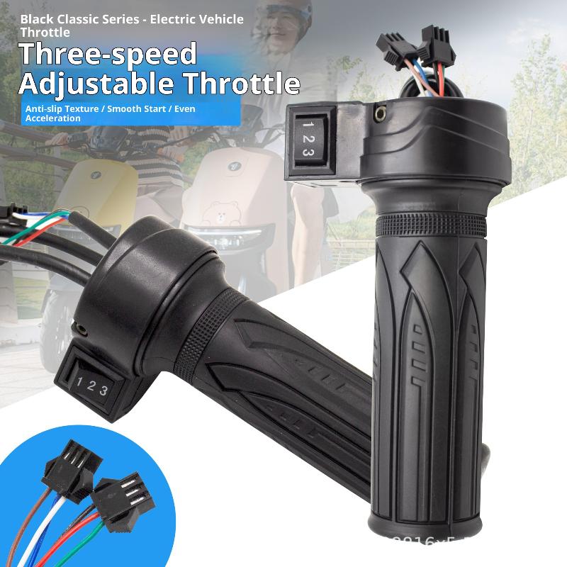 Motorcycle 3-Speed Electric Bike Scooter Speed Control Throttle Twist Grip Handlebar Accelerator For E-Bike Replacement 1PC